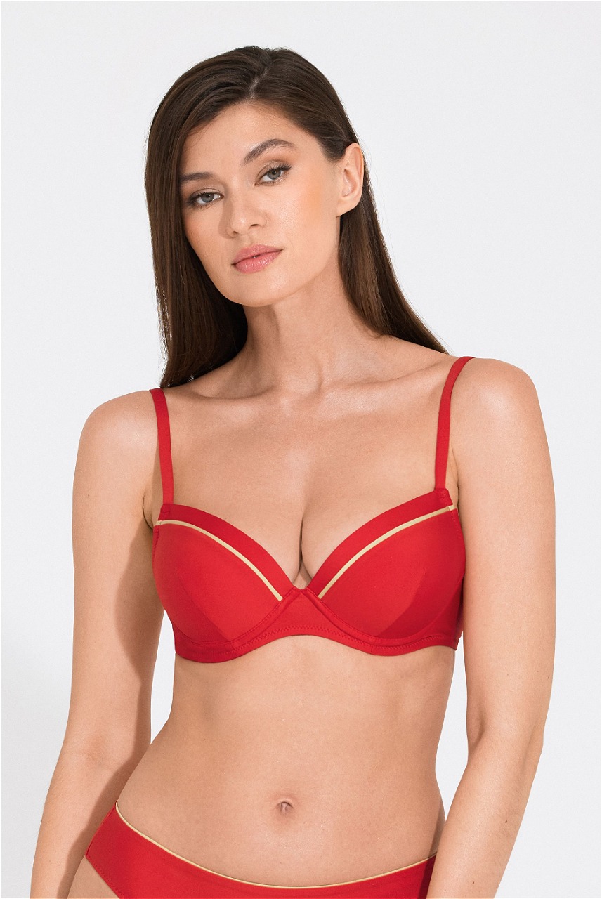 Бюстгальтер формованная чашка пуш-ап с глубоким вырезом декольте